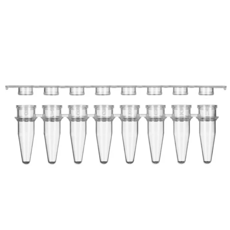 0.2 mL 8-Strip PCR Tubes & Clear, Flat Caps